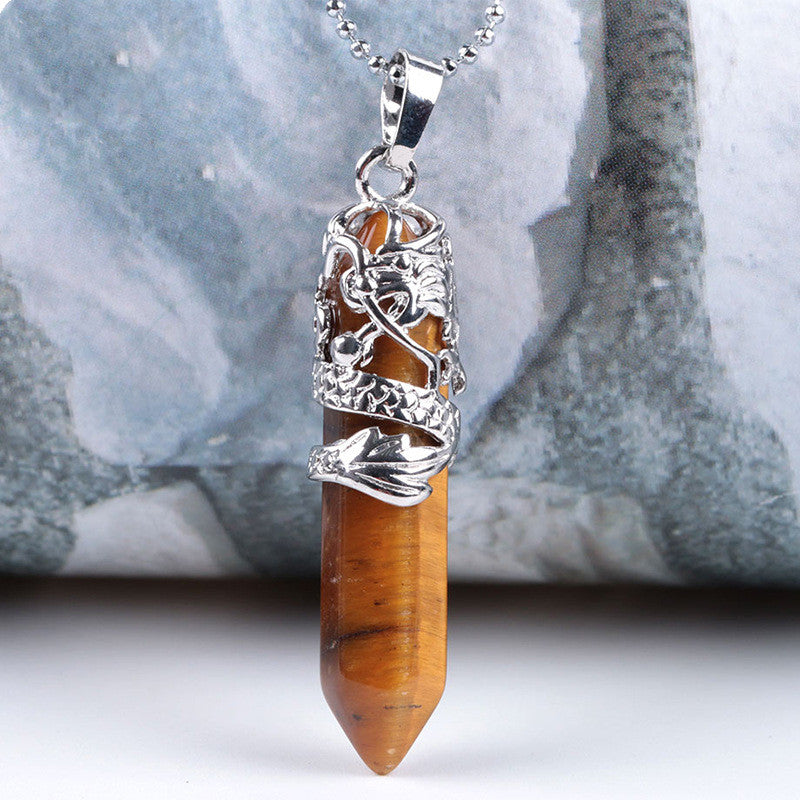 Tribal Totem Dragon Shape Natural Stone Pendant Necklace - Mindful Transformation